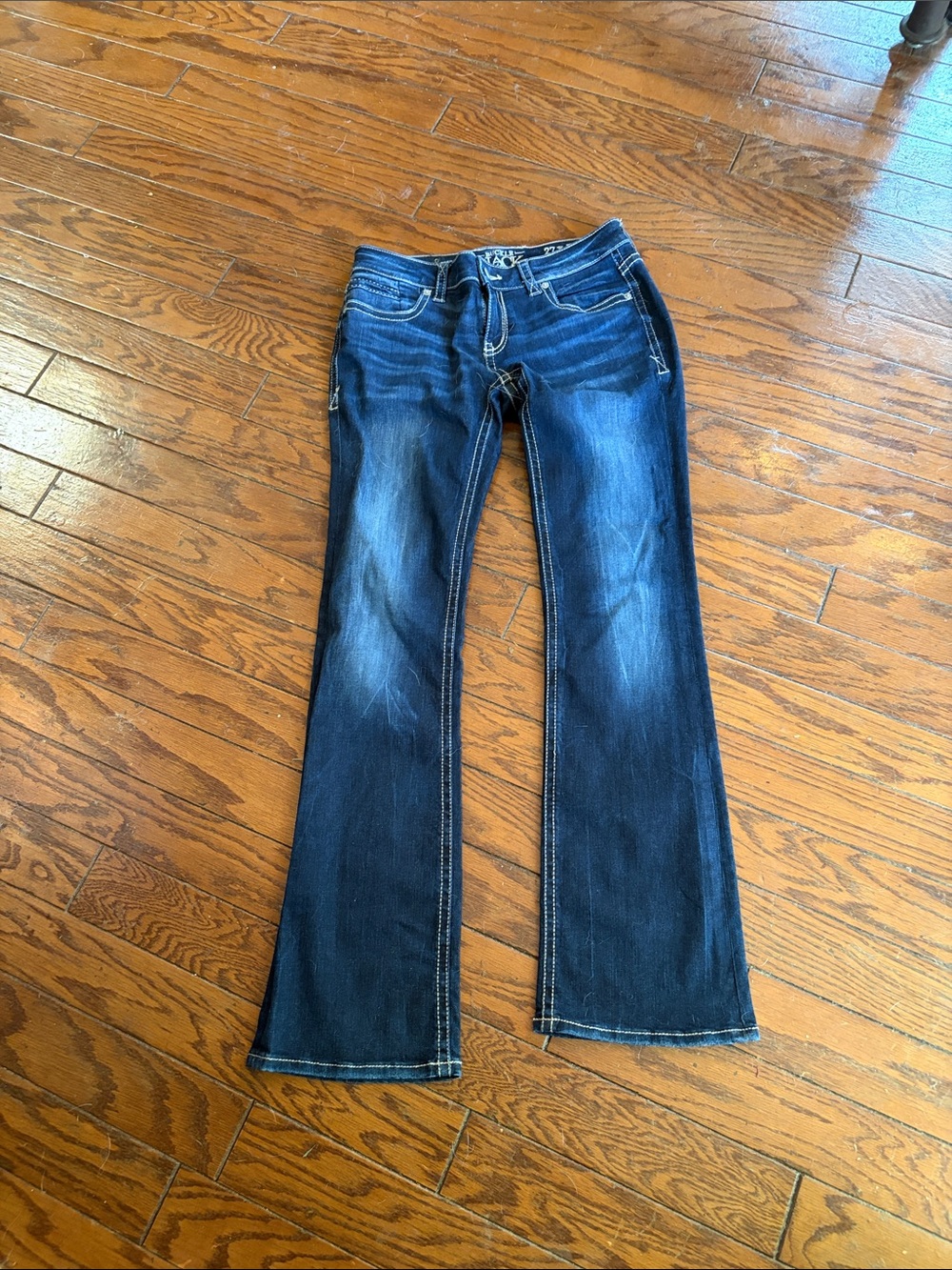 Buckle Dark Indigo Bootcut Jeans with Faded Detail